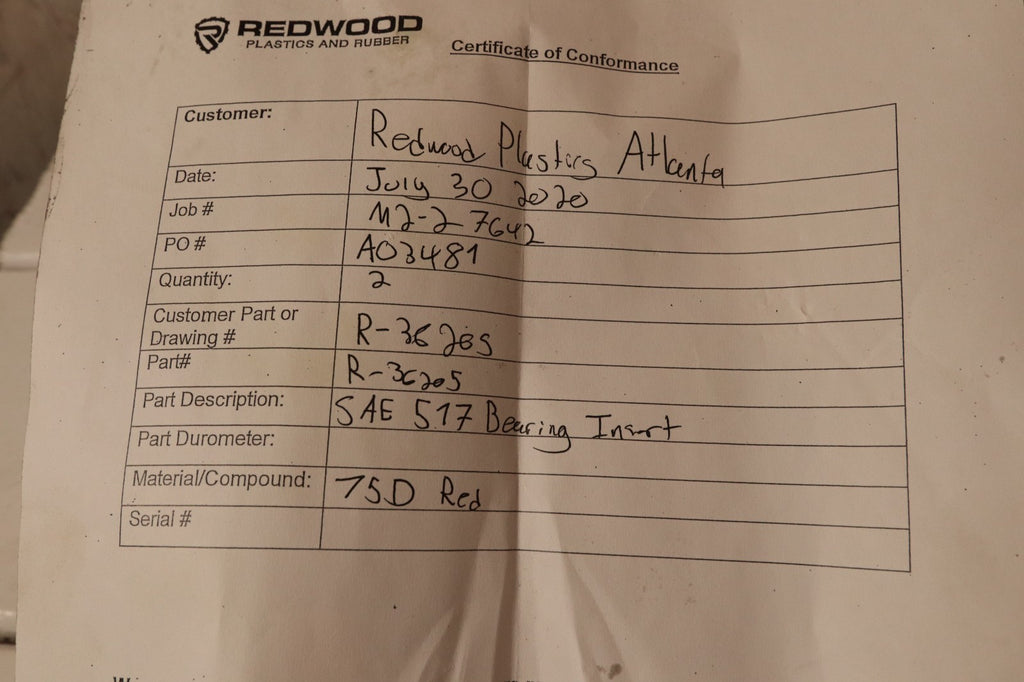 Redwood Plastics SAF 517 Split-Block Bearing Housings R-36205 750 Red