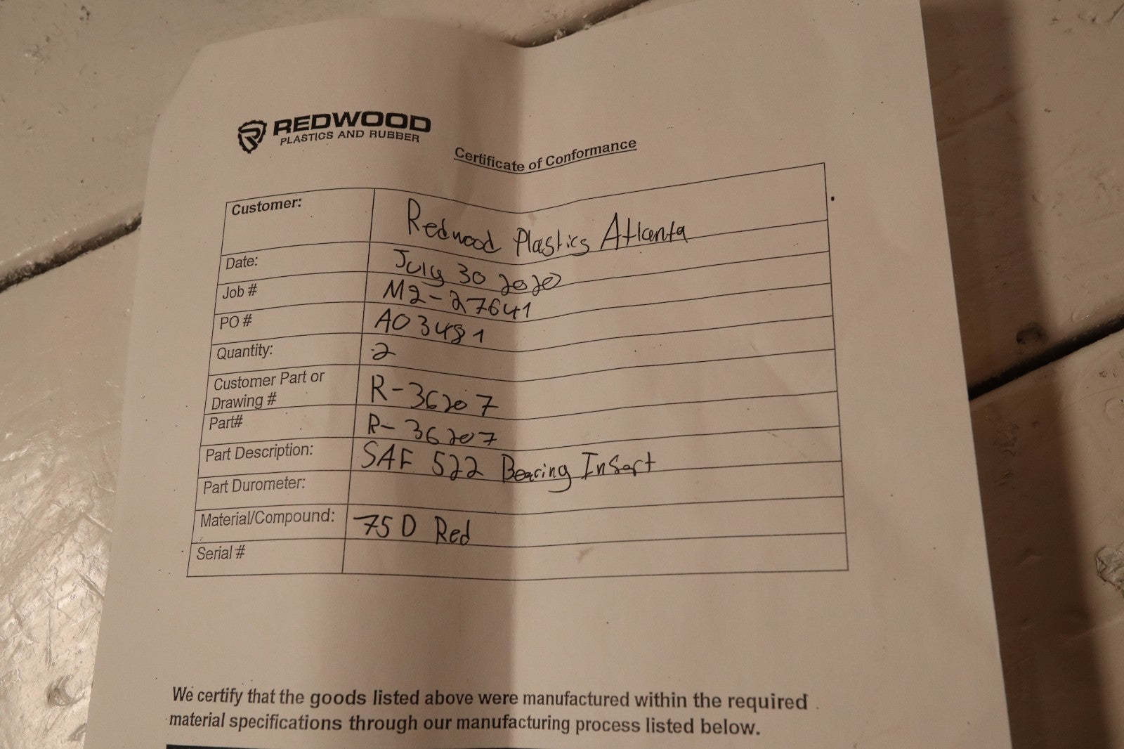 Redwood Plastics SAF 522 Split-Block Bearing Housings R-36207 750 Red