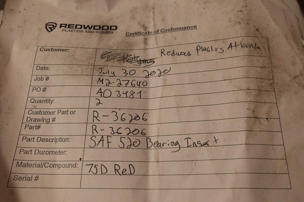 Redwood Plastics SAF 520 Split-Block Bearing Housings R-36206 750 Red