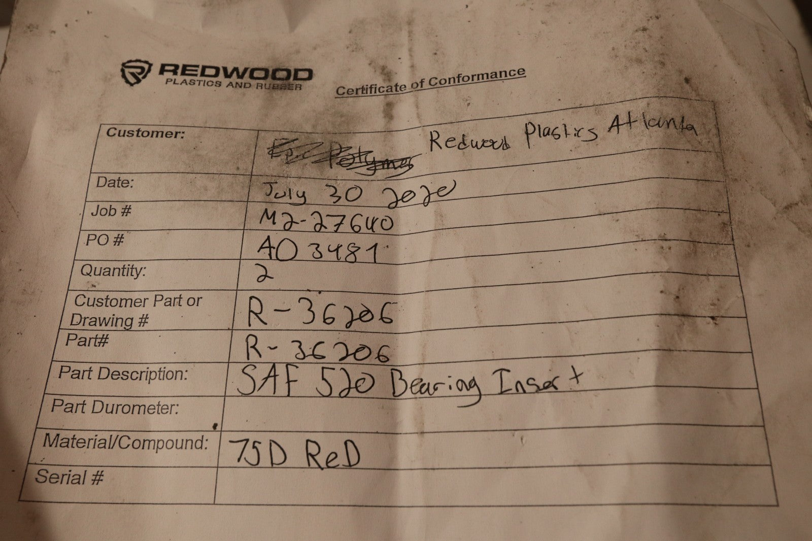 Redwood Plastics SAF 520 Split-Block Bearing Housings R-36206 750 Red