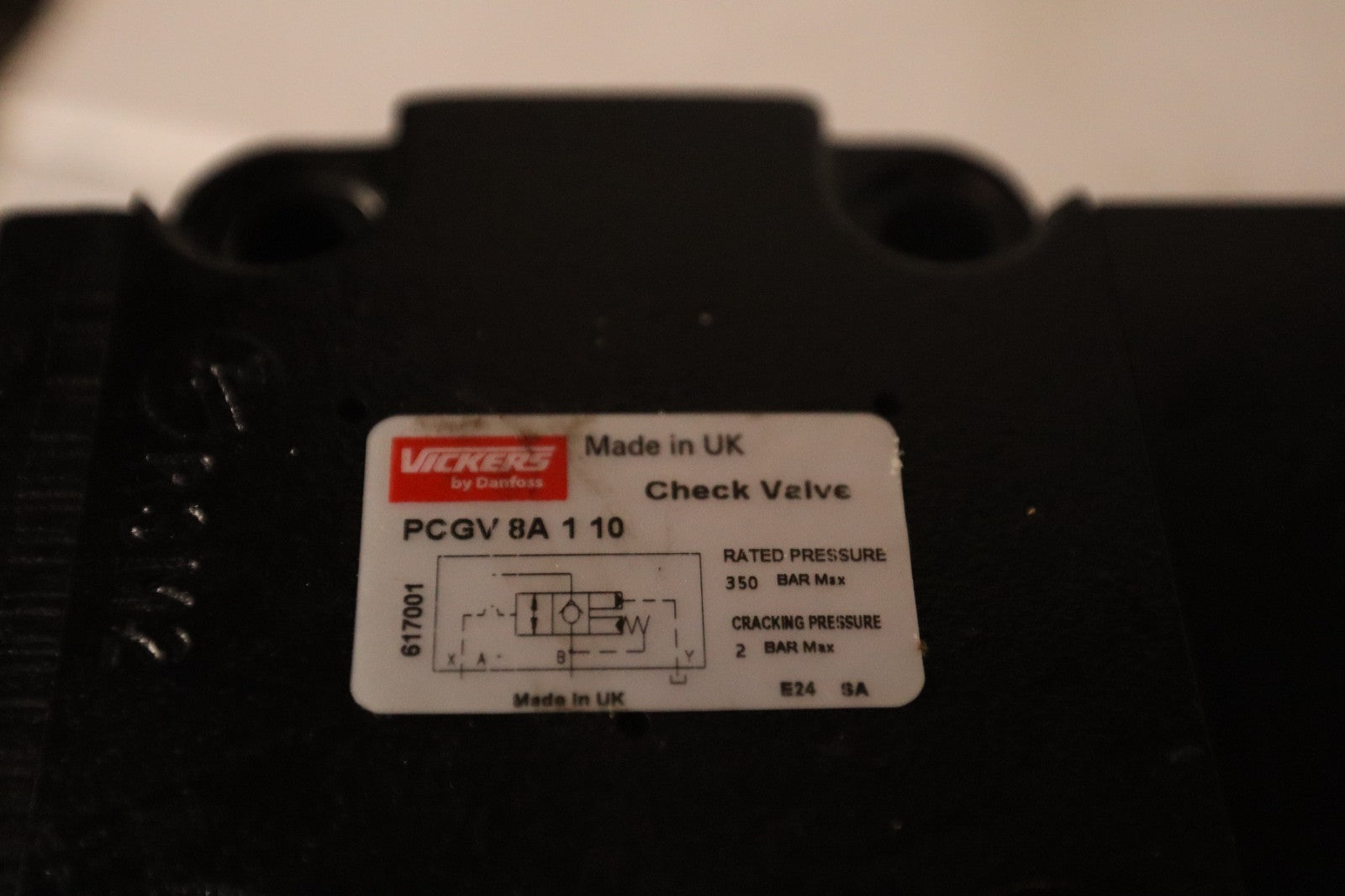 Vickers PCGV 8A 1 10 check valve by Danfoss