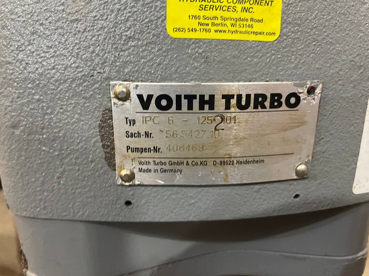 VOITH TURBO IPC 6-125 601 HYDRAULIC GEAR PUMP